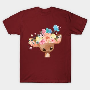 birds having nest deer head T-Shirt